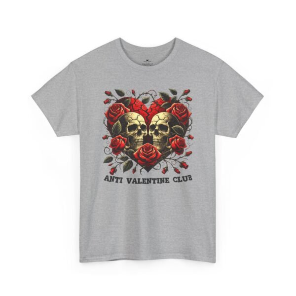 Anti Valentine Club T‑Shirt – Skull Heart with Roses