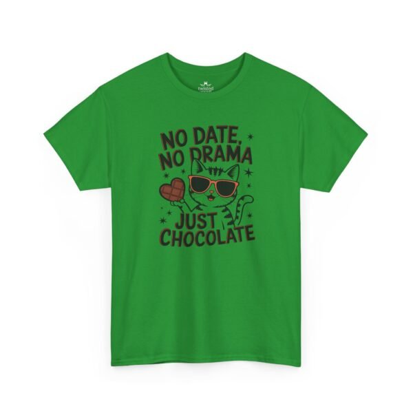 "No Date, No Drama, Just Chocolate" Cute Cat Valentine Tee