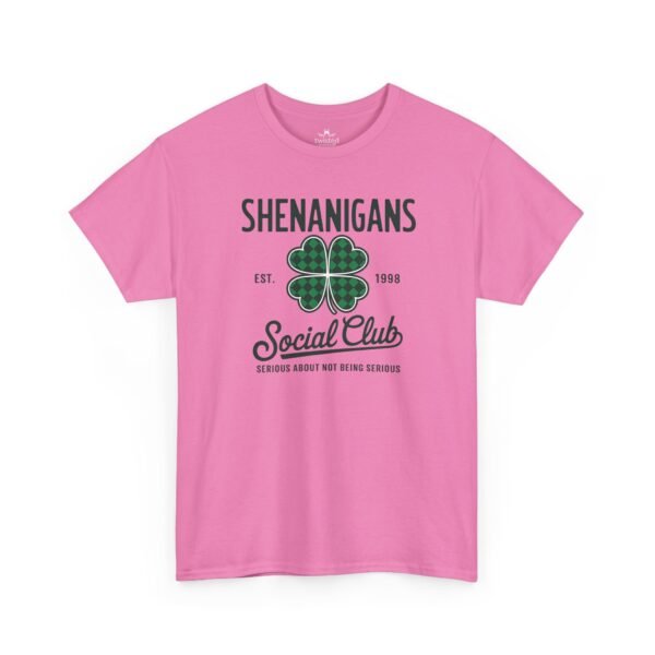 Shenanigans Social Club T‑Shirt — Plaid Shamrock St. Patrick’s Day Tee