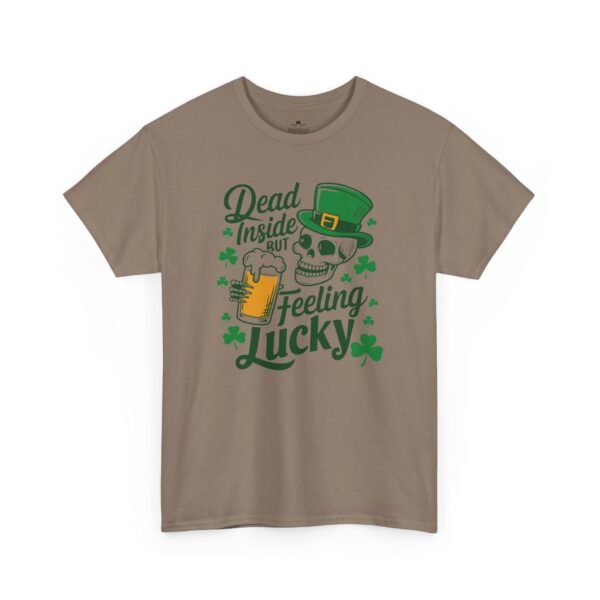Feeling Lucky St. Patrick's Day Tee — "Dead Inside But Feeling Lucky" Skull & Beer Shirt