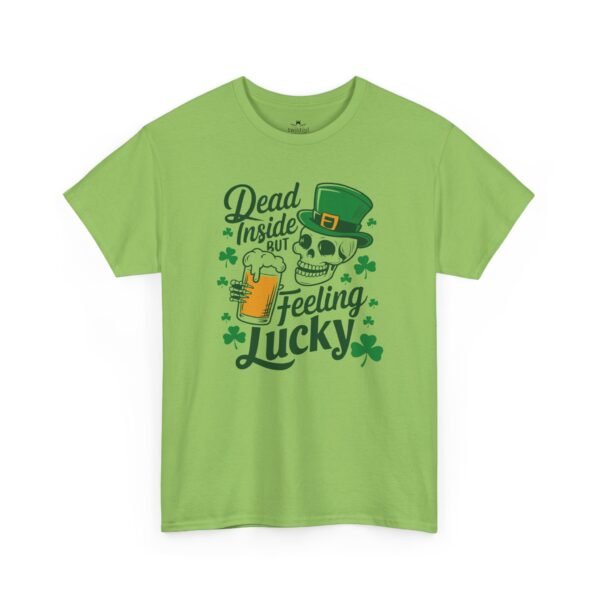 Feeling Lucky St. Patrick's Day Tee — "Dead Inside But Feeling Lucky" Skull & Beer Shirt