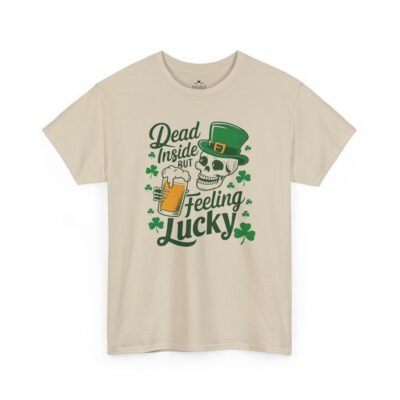 Feeling Lucky St. Patrick's Day Tee — "Dead Inside But Feeling Lucky" Skull & Beer Shirt
