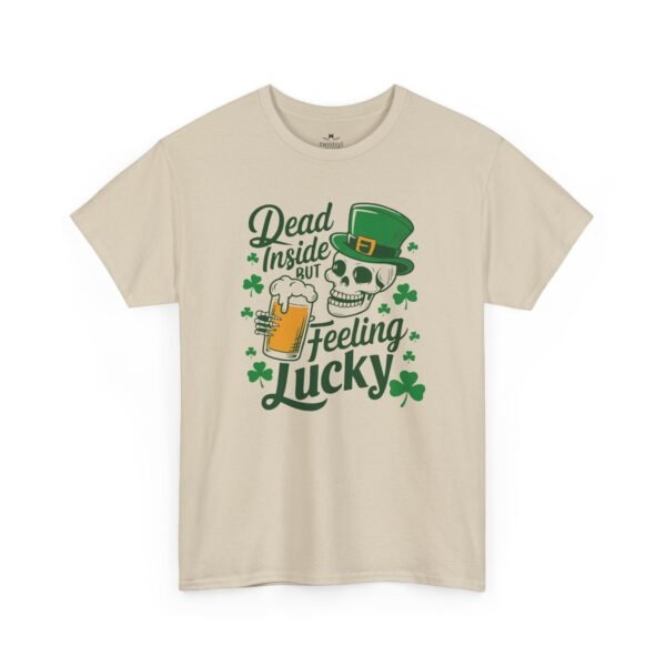 Feeling Lucky St. Patrick's Day Tee — "Dead Inside But Feeling Lucky" Skull & Beer Shirt