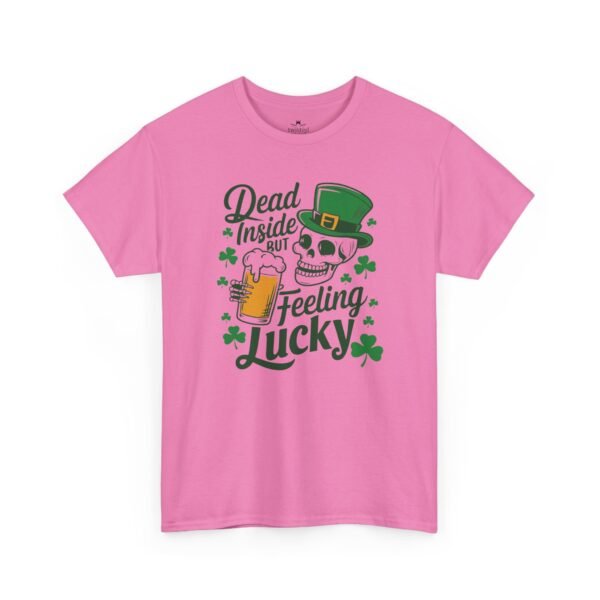 Feeling Lucky St. Patrick's Day Tee — "Dead Inside But Feeling Lucky" Skull & Beer Shirt