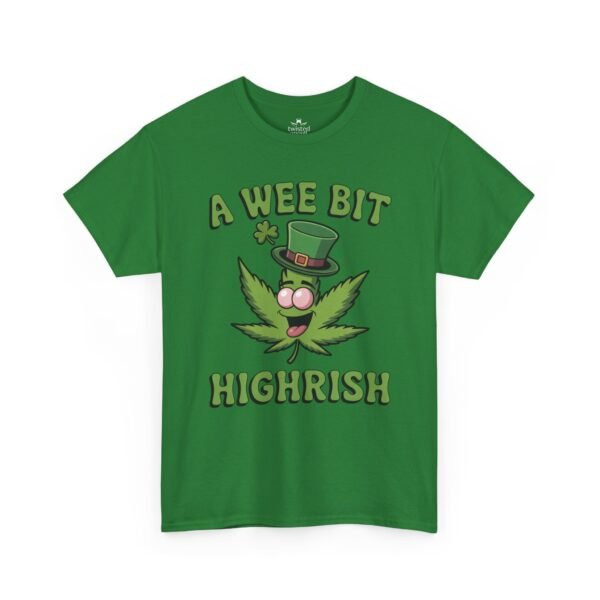 St. Patrick's Day Highrish Tee — "A Wee Bit Highrish" Cannabis Shamrock T-Shirt