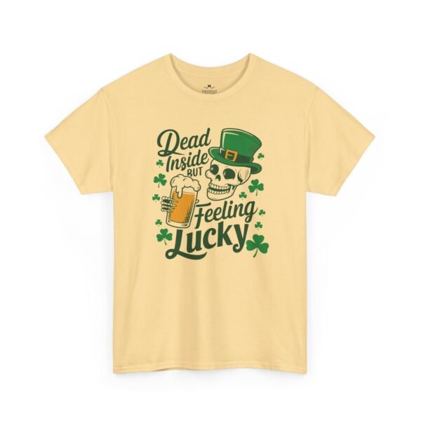 Feeling Lucky St. Patrick's Day Tee — "Dead Inside But Feeling Lucky" Skull & Beer Shirt