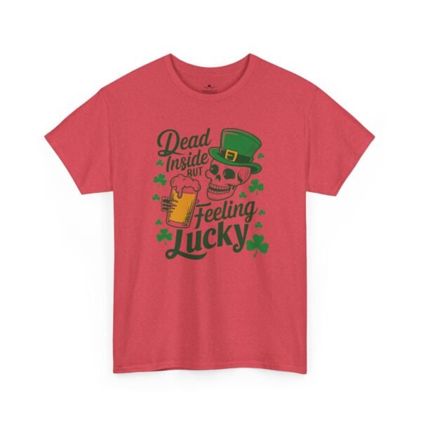 Feeling Lucky St. Patrick's Day Tee — "Dead Inside But Feeling Lucky" Skull & Beer Shirt