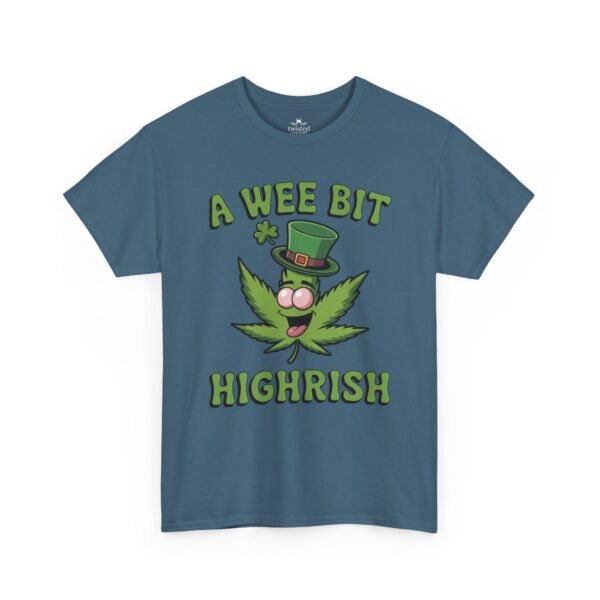 St. Patrick's Day Highrish Tee — "A Wee Bit Highrish" Cannabis Shamrock T-Shirt