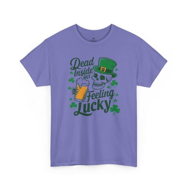 Feeling Lucky St. Patrick's Day Tee — "Dead Inside But Feeling Lucky" Skull & Beer Shirt