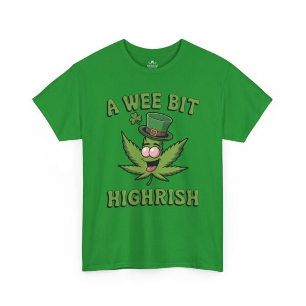 St. Patrick's Day Highrish Tee — "A Wee Bit Highrish" Cannabis Shamrock T-Shirt