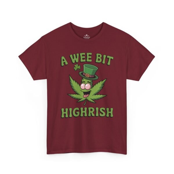 St. Patrick's Day Highrish Tee — "A Wee Bit Highrish" Cannabis Shamrock T-Shirt