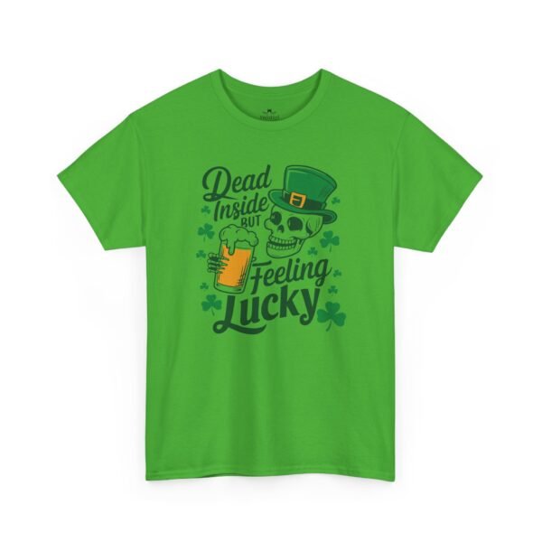 Feeling Lucky St. Patrick's Day Tee — "Dead Inside But Feeling Lucky" Skull & Beer Shirt