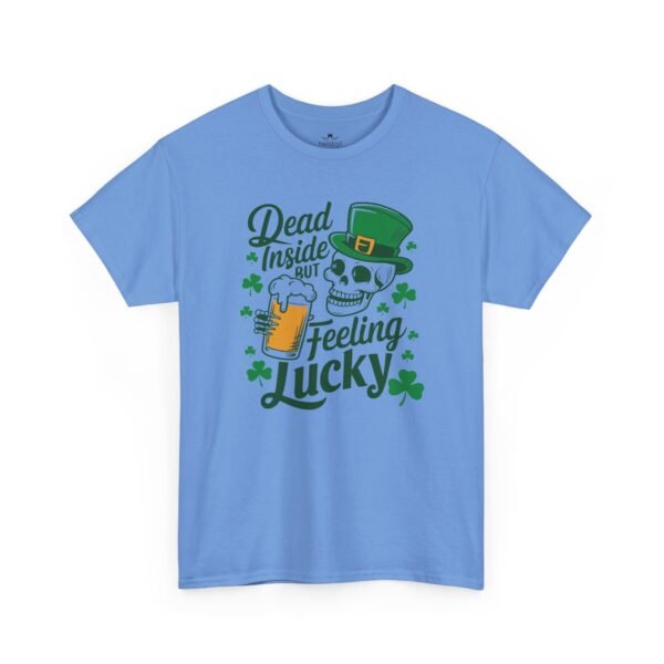 Feeling Lucky St. Patrick's Day Tee — "Dead Inside But Feeling Lucky" Skull & Beer Shirt