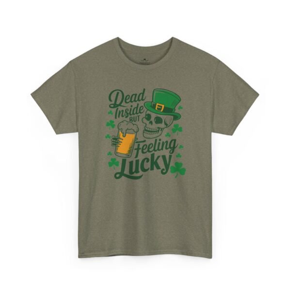 Feeling Lucky St. Patrick's Day Tee — "Dead Inside But Feeling Lucky" Skull & Beer Shirt