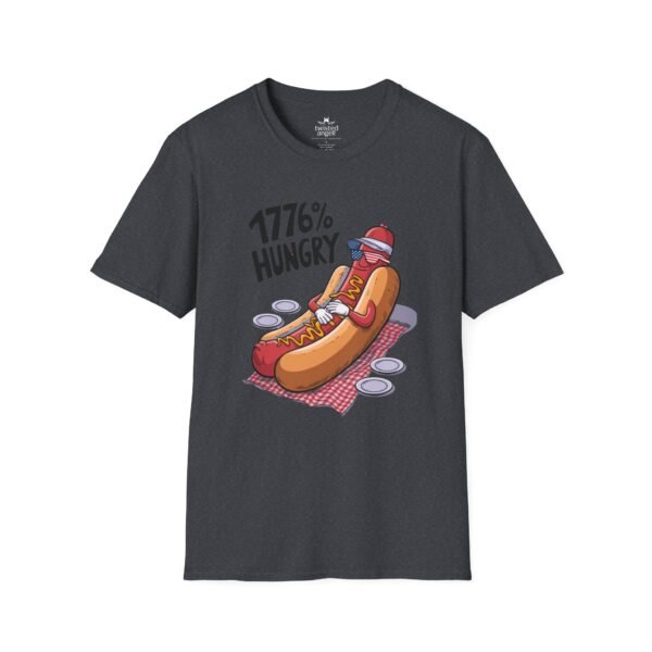 10115143487274390281_2048.jpeg 1776% Hungry Hot Dog T-Shirt — Funny Patriotic BBQ Grill Tee