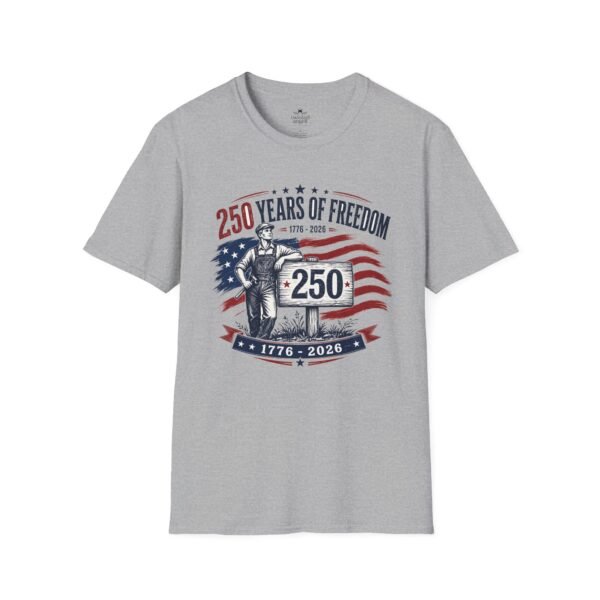 250 Years of Farmer Freedom T-Shirt — 1776–2026 Patriotic American Flag Tee