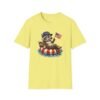 Patriotic Raccoon Pool Float T-Shirt — Cute 4th of July American Flag Tee