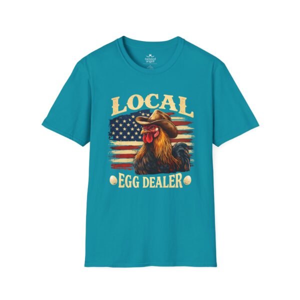 10366456037836195776_2048.jpeg Local Egg Dealer T-Shirt — Funny Rooster & American Flag Chicken Farm Tee