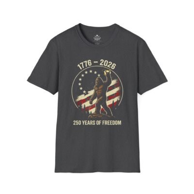 10628706215826350846_2048.jpeg 1776–2026 250 Years of Freedom T-Shirt — Patriotic American Flag Bigfoot Design