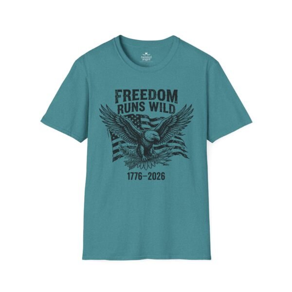 Freedom Runs Wild Eagle T-Shirt — 1776–2026 Patriotic Vintage Tee
