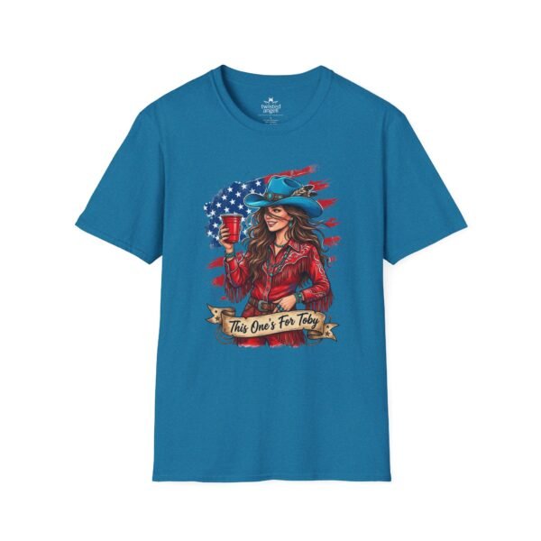11003960734401151375_2048.jpeg Cowgirl Flag T-Shirt — "This One's For Toby" Patriotic Rodeo Tee