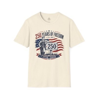 250 Years of Farmer Freedom T-Shirt — 1776–2026 Patriotic American Flag Tee