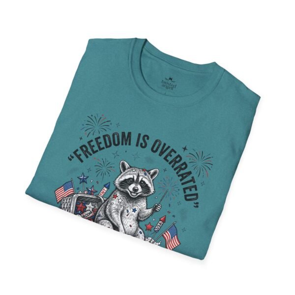 Stay Feral Raccoon T-Shirt — "Freedom Is Overrated" Patriotic Funny Tee