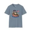 Patriotic Raccoon Pool Float T-Shirt — Cute 4th of July American Flag Tee