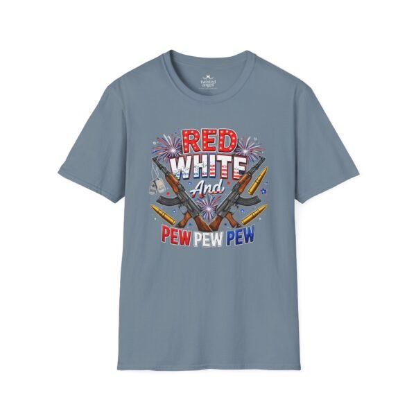 11246864086986846056_2048.jpeg Red White And Pew Pew Pew T-Shirt – Patriotic Firearm 4th of July Tee