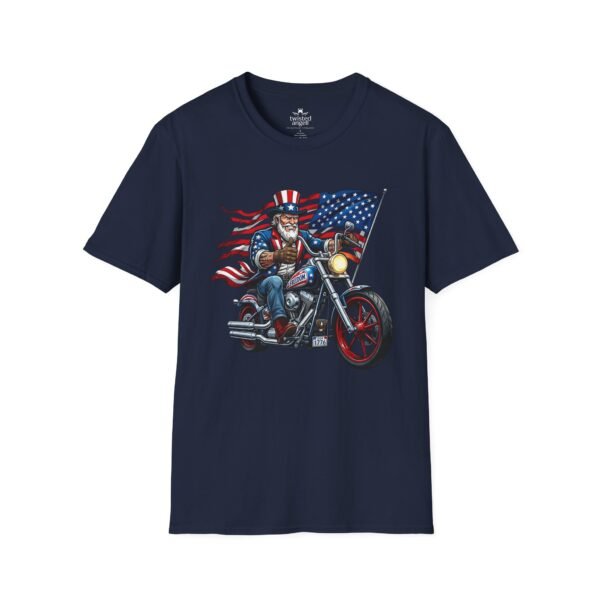 11256617487162150142_2048.jpeg Uncle Sam Riding Motorcycle - Patriotic Flag T-shirt