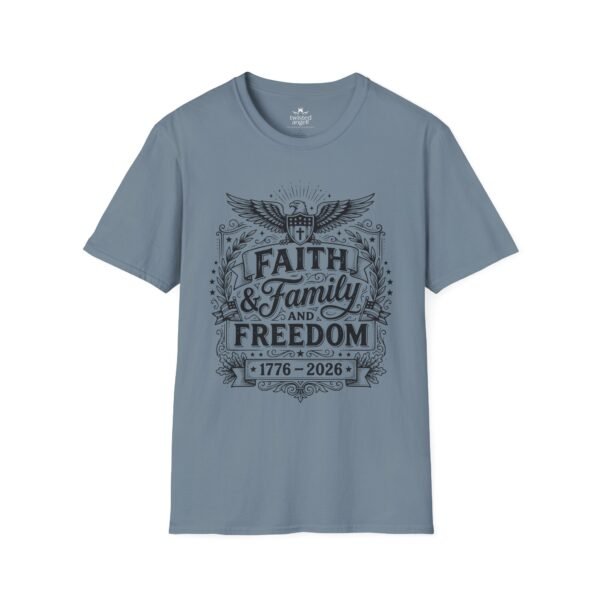 Faith, Family & Freedom 1776-2026 T-Shirt — Patriotic Vintage Eagle Tee