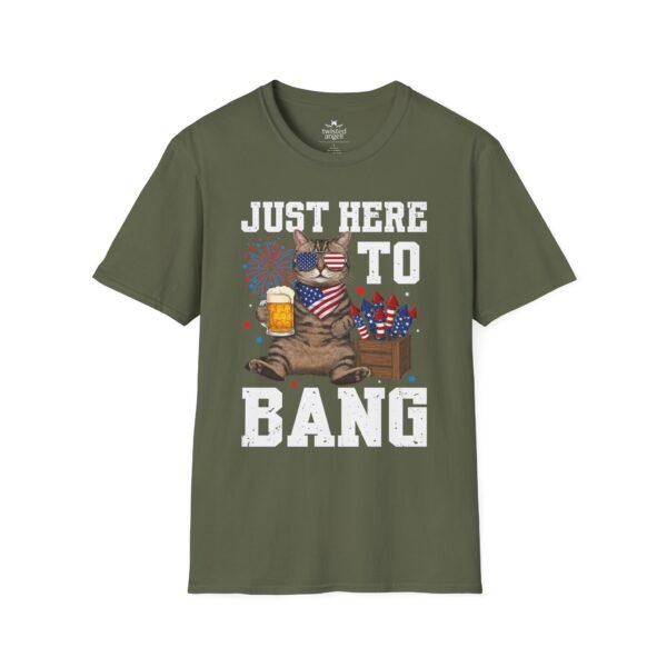12023742973494733039_2048.jpeg Just Here to Bang T-Shirt — Funny Patriotic Cat Beer 4th of July Tee