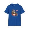 Patriotic Raccoon Pool Float T-Shirt — Cute 4th of July American Flag Tee
