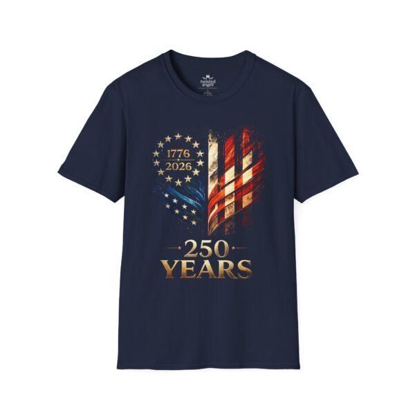 250 Years American Flag Heart T-Shirt – 1776–2026 Patriotic Anniversary Tee