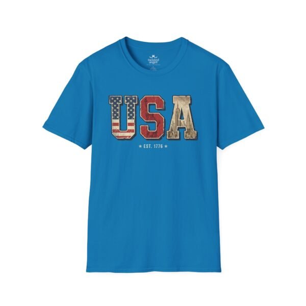 12533069542675232163_2048.jpeg USA Patriotic T-Shirt — Vintage Flag "EST. 1776" Graphic