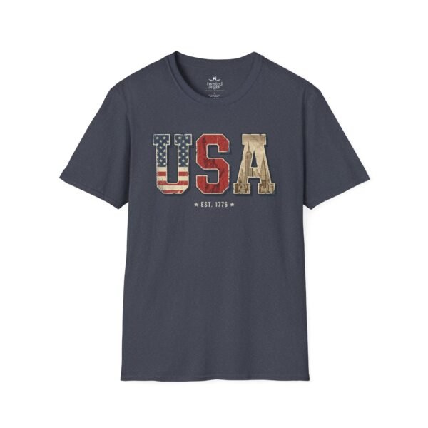 12666924822786714001_2048.jpeg USA Patriotic T-Shirt — Vintage Flag "EST. 1776" Graphic