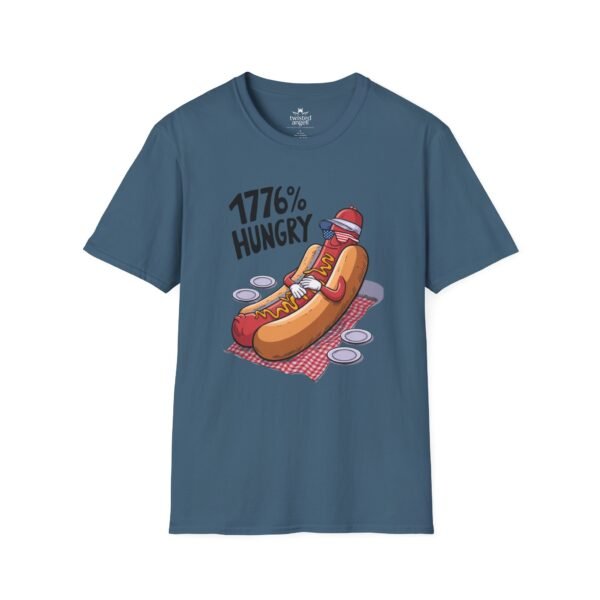 13104087313875486700_2048.jpeg 1776% Hungry Hot Dog T-Shirt — Funny Patriotic BBQ Grill Tee