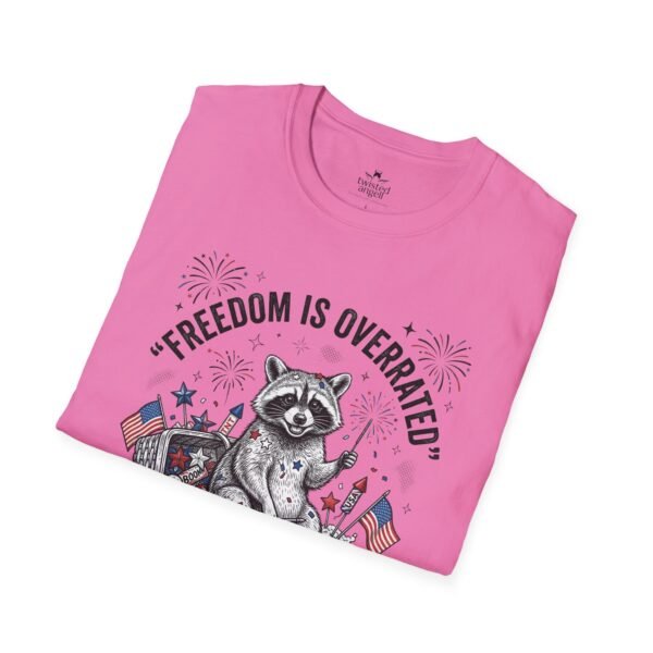 Stay Feral Raccoon T-Shirt — "Freedom Is Overrated" Patriotic Funny Tee