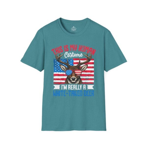 13395085971570775755_2048.jpeg White-Tailed Deer Costume T-Shirt — “This Is My Human Costume” Patriotic Deer Tee
