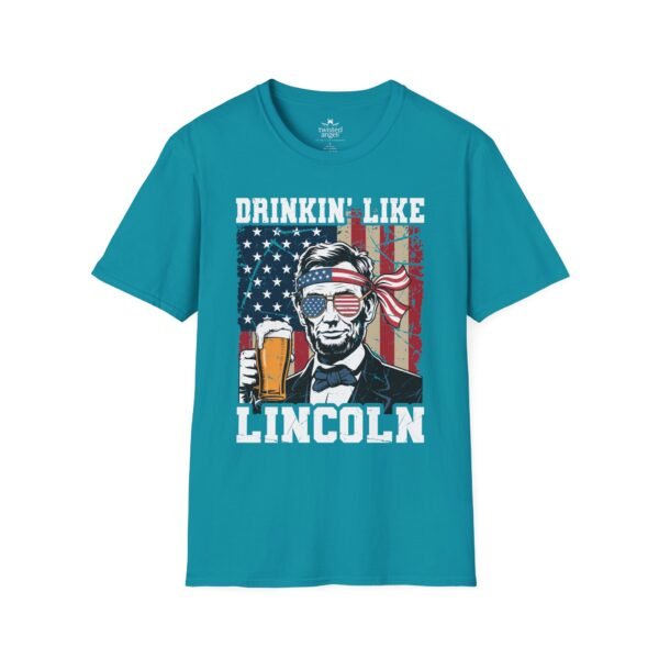 13412711989524657302_2048.jpeg Drinkin' Like Lincoln T-Shirt – Patriotic Abe Lincoln Beer Graphic Tee for 4th of July & Parties