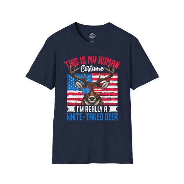 13490297110596705458_2048.jpeg White-Tailed Deer Costume T-Shirt — “This Is My Human Costume” Patriotic Deer Tee