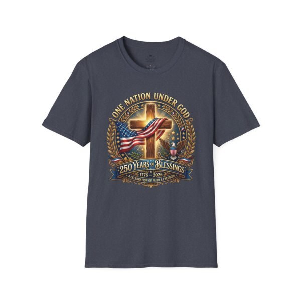 1369797441076305002_2048.jpeg Patriotic Cross T-Shirt – "One Nation Under God" 250 Years Blessings USA Flag Design