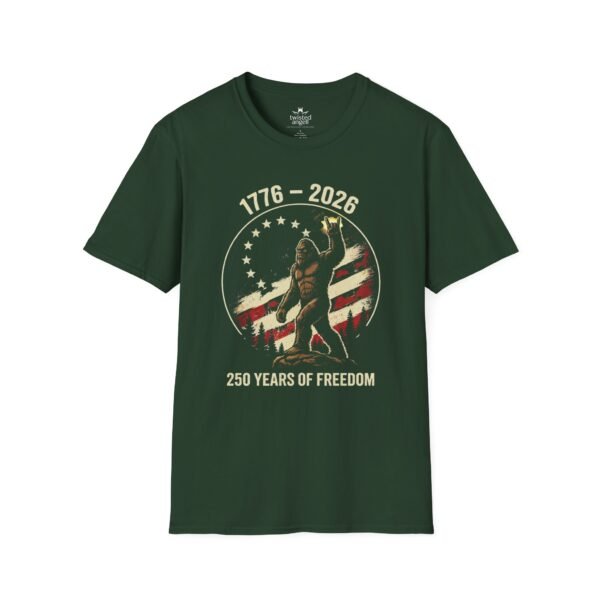 1776–2026 250 Years of Freedom T-Shirt — Patriotic American Flag Bigfoot Design