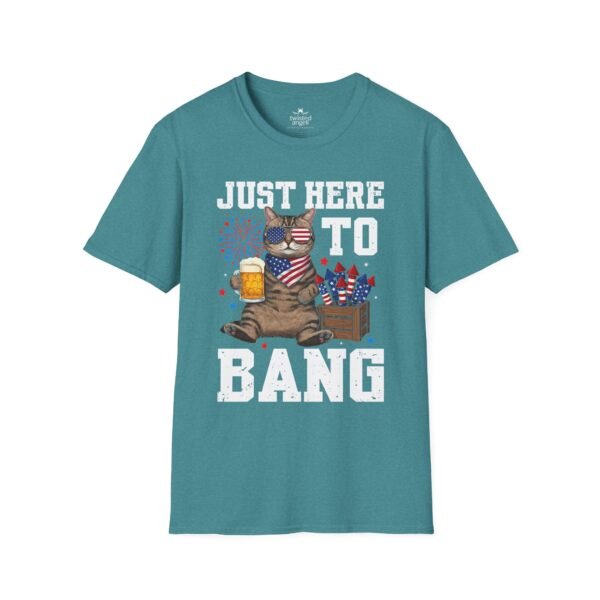 13816774287356164979_2048.jpeg Just Here to Bang T-Shirt — Funny Patriotic Cat Beer 4th of July Tee