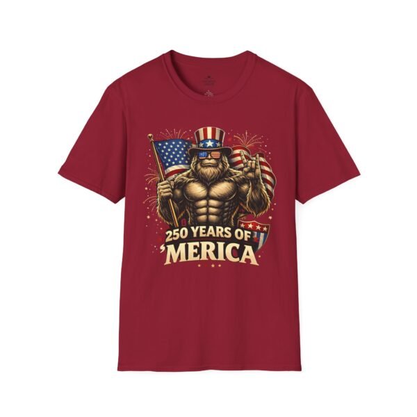 250 Years of 'Merica T-Shirt — Patriotic American Flag Bigfoot Graphic Tee