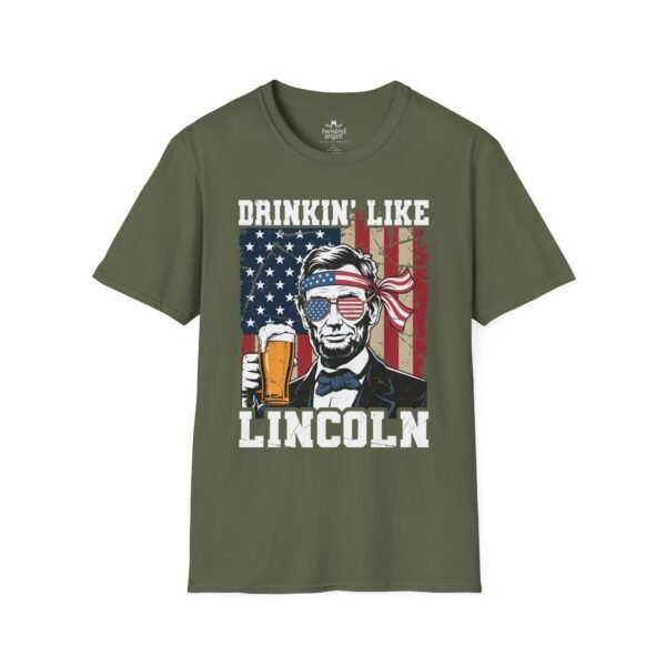 1391398347708303442_2048.jpeg Drinkin' Like Lincoln T-Shirt – Patriotic Abe Lincoln Beer Graphic Tee for 4th of July & Parties
