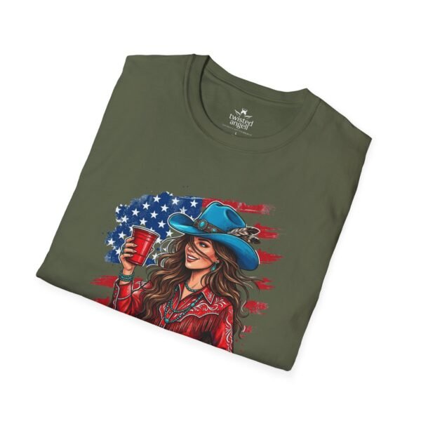 14027272665032896764_2048.jpeg Cowgirl Flag T-Shirt — "This One's For Toby" Patriotic Rodeo Tee