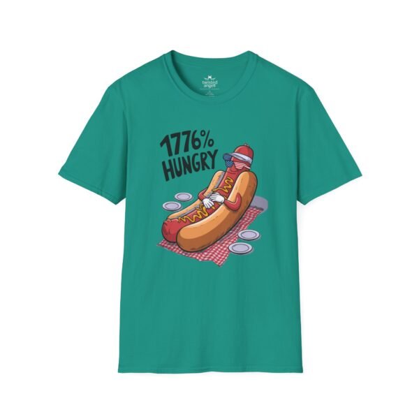 14120208917949040227_2048.jpeg 1776% Hungry Hot Dog T-Shirt — Funny Patriotic BBQ Grill Tee