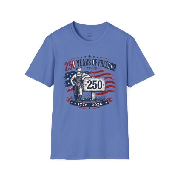 250 Years of Farmer Freedom T-Shirt — 1776–2026 Patriotic American Flag Tee