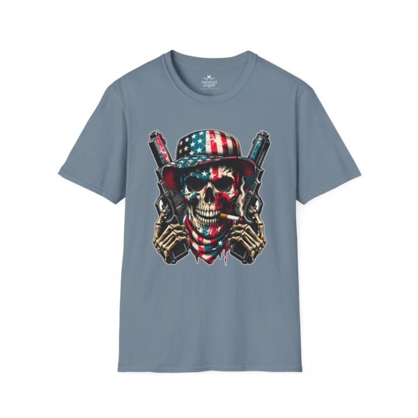 14428283755845218194_2048.jpeg Skull & Pistols American Flag T-Shirt — Patriotic Biker Skull Graphic Tee